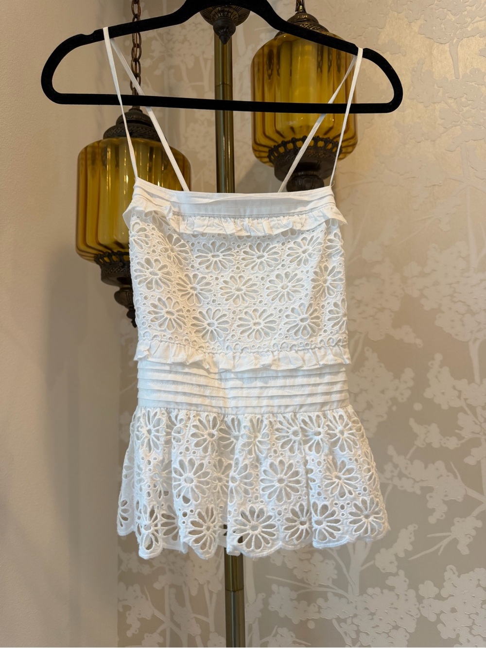 J. Crew White Smocked Strapless Top